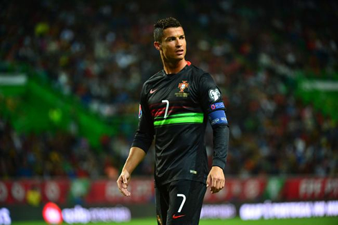 Cristiano Ronaldo playing with Portugal black jersey