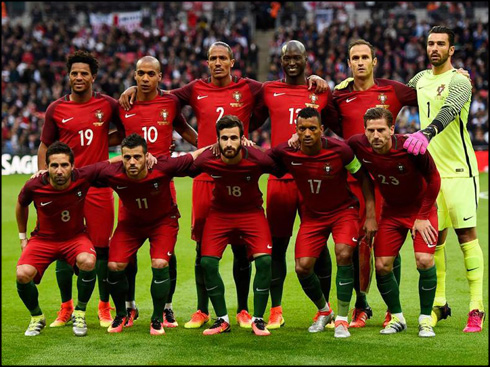 Portugal starting eleven in a friendly against England in 2016