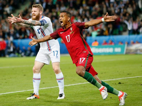 Nani celebrating Portugal first goal in the EURO 2016