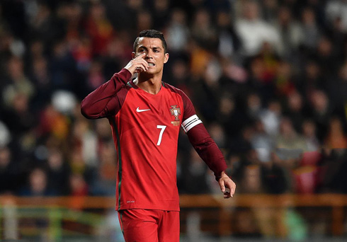 Cristiano Ronaldo playing for Portugal in the EURO 2016