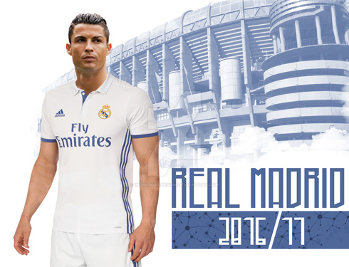 Cristiano Ronaldo in a Real Madrid 2016-17 jersey