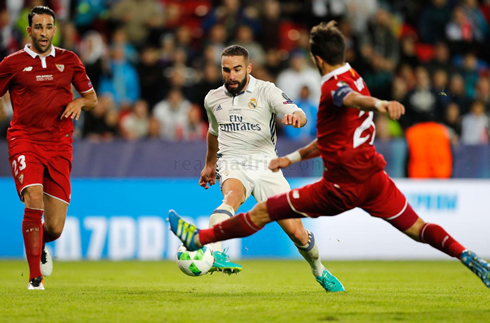 Carvajal scoring the winning goal in Real Madrid 3-2 Sevilla