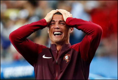 Cristiano Ronaldo crying of joy after Portugal wins the EURO 2016