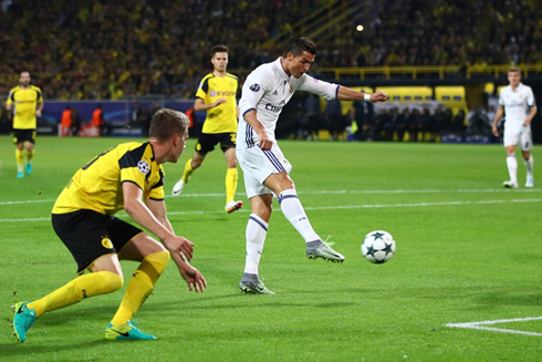 Cristiano Ronaldo scores for Real Madrid against Borussia Dortmund