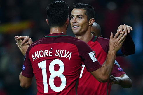 Cristiano Ronaldo and André Silva in Portugal 6-0 Andorra