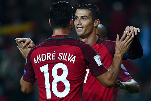 Cristiano Ronaldo and André Silva in Portugal 6-0 Andorra