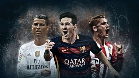 Ronaldo, Messi and Griezmann, in La Liga promo poster for 2016-2017