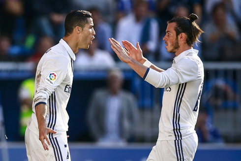 Cristiano Ronaldo and Gareth Bale after scoring for Real Madrid