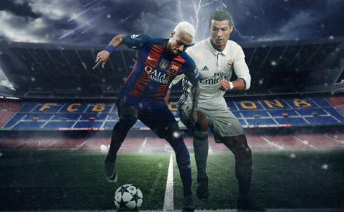 Neymar vs Cristiano Ronaldo in El Clasico wallpaper