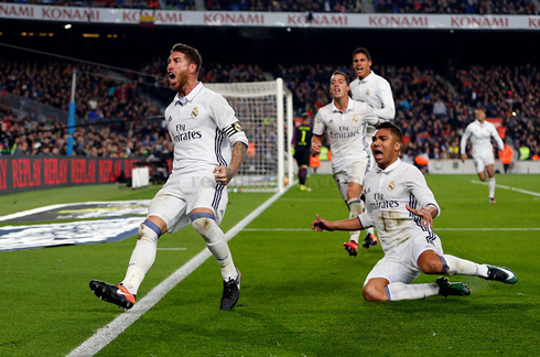 Sergio Ramos celebrates equalizer in Barcelona 1-1 Real Madrid