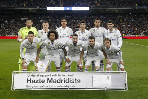 Real Madrid lineup vs Sevilla in the Copa del Rey in 2017