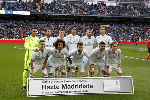 Real Madrid lineup vs Malaga in La Liga 2017