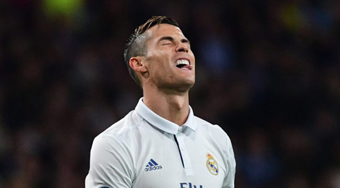 Cristiano Ronaldo biting his tongue