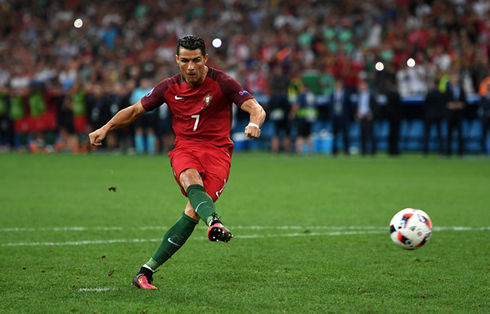 Cristiano Ronaldo takes penalty kick for Portugal