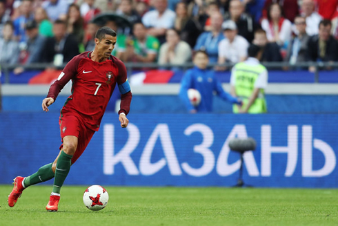 Cristiano Ronaldo leading Portugal in the FIFA Confederations Cup in Russia in 2017