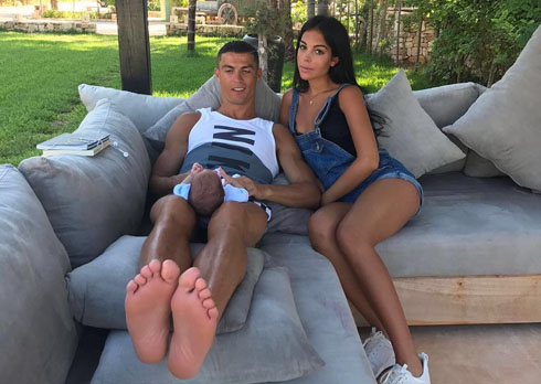 Cristiano Ronaldo next to his girlfriend Georgina Rodriguez