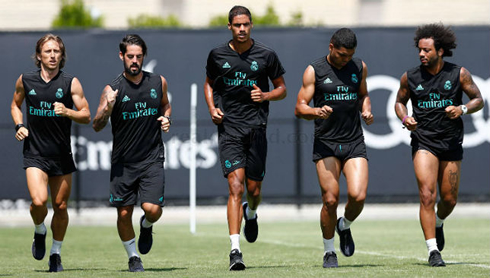 Real Madrid players training during pre-season