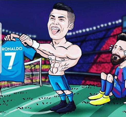 Ronaldo vs Messi cartoon 2017