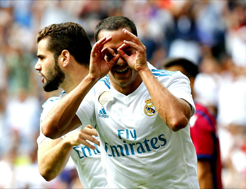 Lucas Vázquez scores and celebrates his goal for Real Madrid in 2017