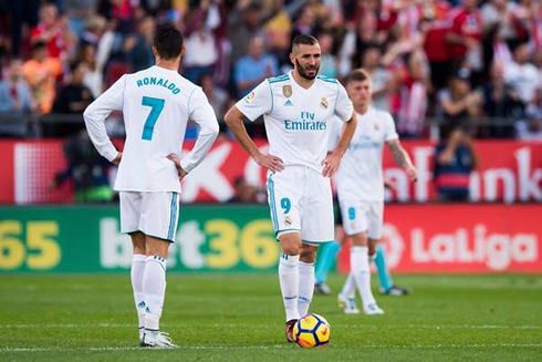 Benzema and Ronaldo after Real Madrid conceded a goal in Girona