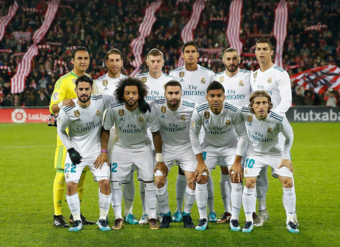 Real Madrid starting eleven vs Athletic Bilbao at the San Mamés in December of 2017