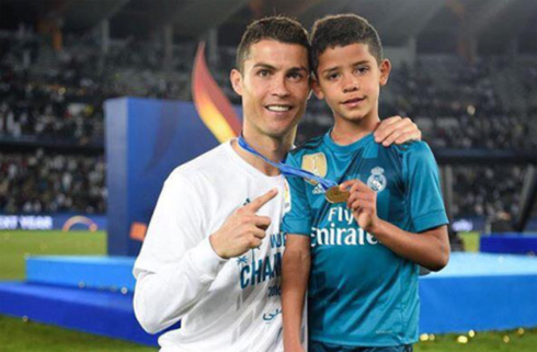 Cristiano Ronaldo and his son in 2017