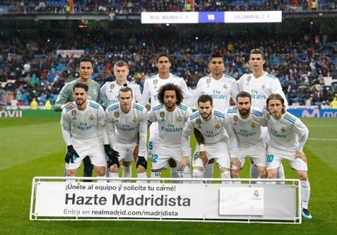 Real Madrid starting lineup vs Villarreal in La Liga 2017-18