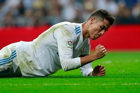 Ronaldo punching the ground in frustration