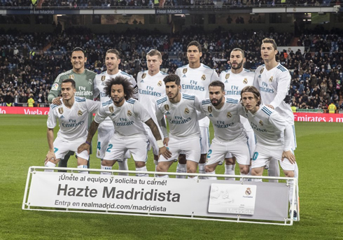 Ronaldo in Real Madrid starting lineup vs Real Sociedad in February of 2018