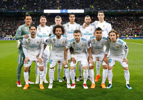 Real Madrid starting lineup vs PSG in February of 2018