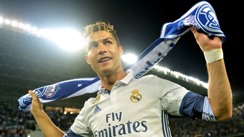 Cristiano Ronaldo with a Real Madrid scarf