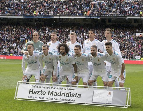 Real Madrid lineup vs Atletico in La Liga in April of 2018