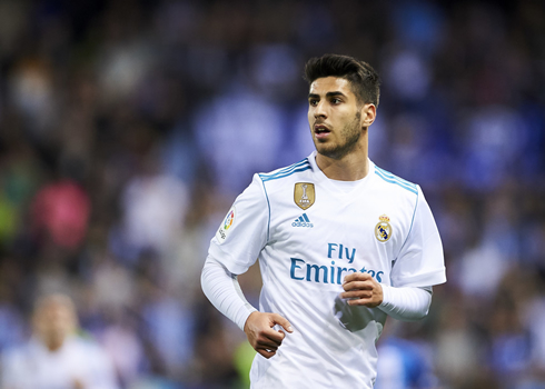Marco Asensio in a Real Madrid white jersey in 2018