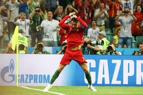 Cristiano Ronaldo celebrates hat-trick against Spain in the FIFA World Cup 2018