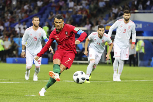 Cristiano Ronaldo penalty-kick in Portugal vs Spain in the FIFA World Cup 2018