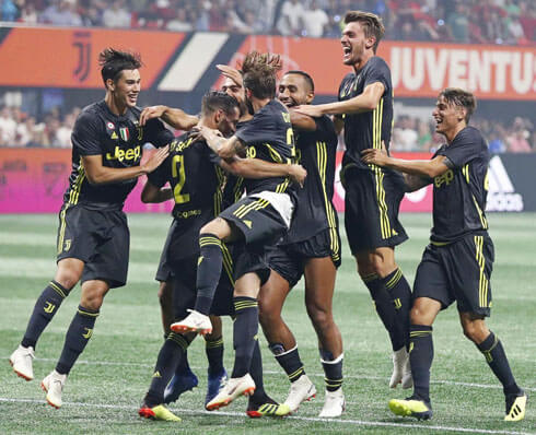 Juventus celebrate victory over MLS All Stars in 2018