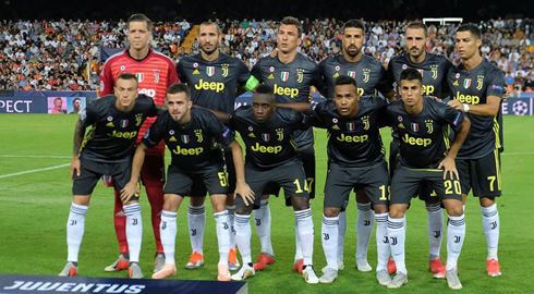 Juventus starting lineup vs Valencia in the Champions League in 2018