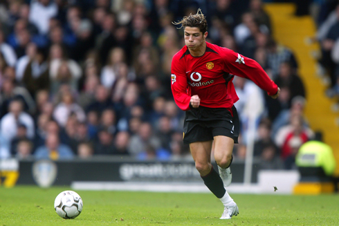 Cristiano Ronaldo playing for Manchester United in 2003