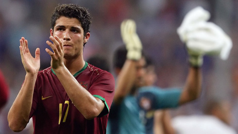 Cristiano Ronaldo crying for Portugal at the age of 18