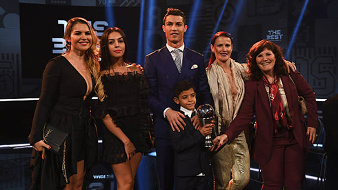 Cristiano Ronaldo with his family, sisters, girlfriend, mother and son