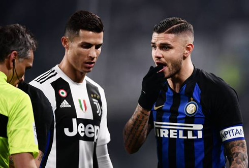 Cristiano Ronaldo vs Mauro Icardi in the derby between Juventus and Inter Milan