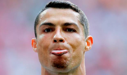 Cristiano Ronaldo sticking his tongue out