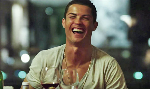 Cristiano Ronaldo drinking wine