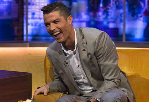 Cristiano Ronaldo laughing in a talk-show