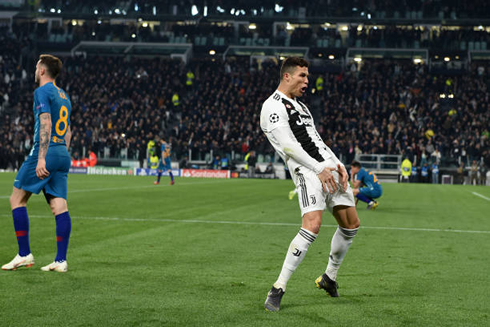 Cristiano Ronaldo celebrates like Simeone after Juventus 3-0 Atletico Madrid for the UEFA Champions League in 2019