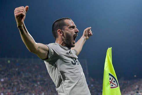 Bonucci in great joy celebrating Juventus win against Cagliari