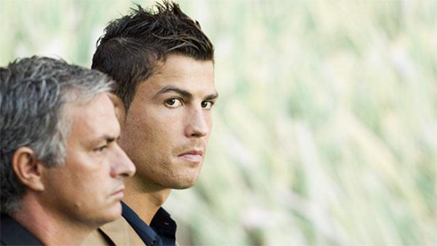 Cristiano Ronaldo next to José Mourinho