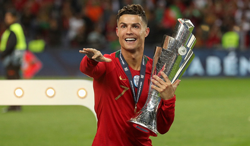 Cristiano Ronaldo after winning the UEFA Nations League with Portugal
