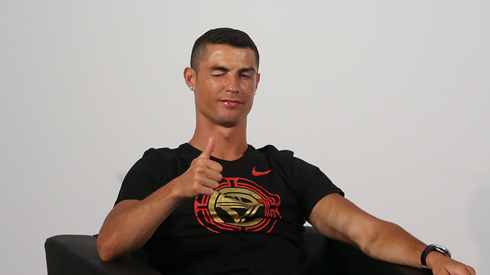 Cristiano Ronaldo with his thumb up