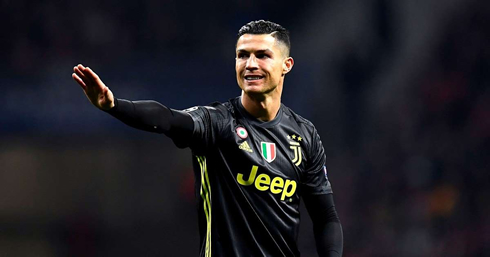 Cristiano Ronaldo in a black Juventus shirt